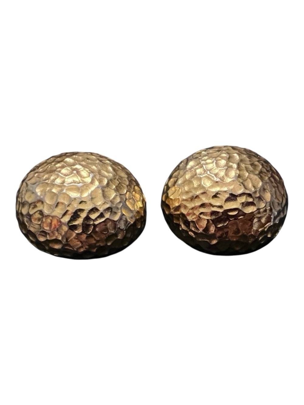 Vintage Christian Dior Germany Hammered 18k GP Dome Clip On Earrings Grosse